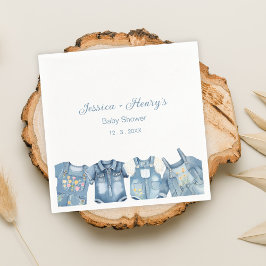 Minimalistisk Blue Jean Baby Denim Baby Shower Pappersservett