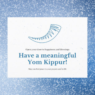 Minimalistisk Blue Shofar Meaningful Yom Kippur Vykort