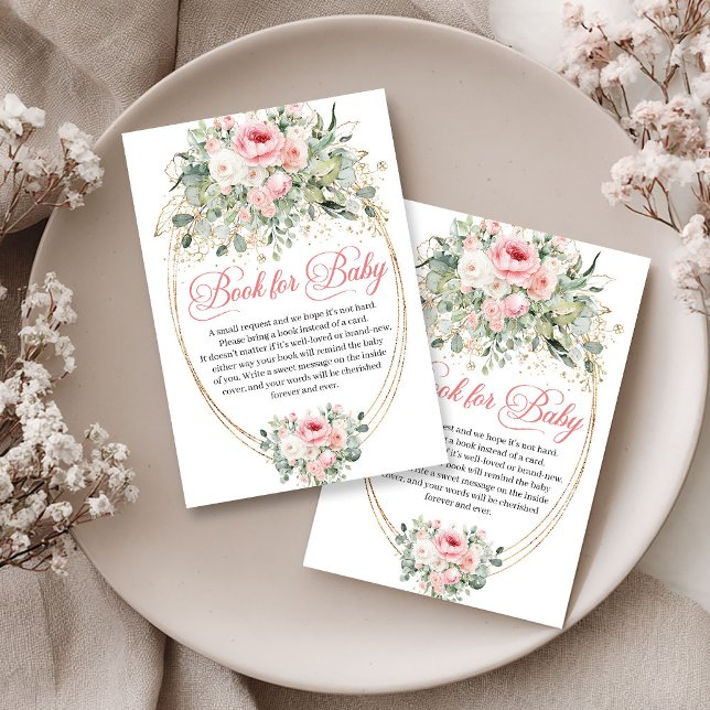 Minimalistisk Blush Blommig Eucalyptus Bokbegäran Tilläggskort (Minimalist Blush Floral Eucalyptus Book Request)