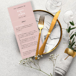 Minimalistisk Blush Bröllop | QR | Elegant Meny