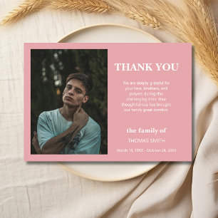 Minimalistisk Blush Rosa Foto Begravning Sympati Tack Kort
