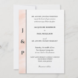 Minimalistisk Blush Vattenfärgmonogram  Inbjudningar
