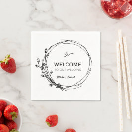 Minimalistisk bohemian Wildblomma Bröllop Napkins Pappersservett