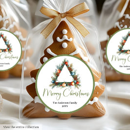 Minimalistisk bohemisk jordnära julstämpel runt klistermärke