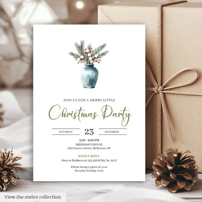 Minimalistisk bohemisk jordnära neutral julinbjuda inbjudningar (Minimalist Bohemian Earthy Neutral Holiday Invitation)