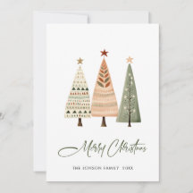 Minimalistisk bohemisk jul Gräs Träd Hälsning