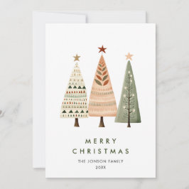 Minimalistisk bohemisk jul Gräs Träd Hälsning Julkort