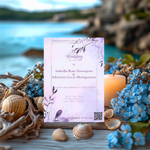 Minimalistisk bohemisk lavender & Silver Bröllop Inbjudningar