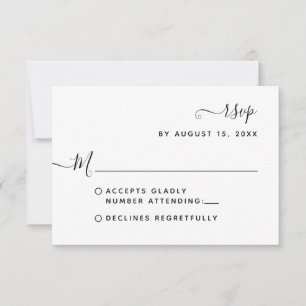 Minimalistisk bohemisk script bröllops-RSVP OSA Kort
