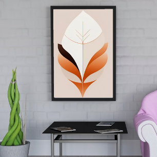 Minimalistisk Boho Abstrakt Löv Earth Tone Poster