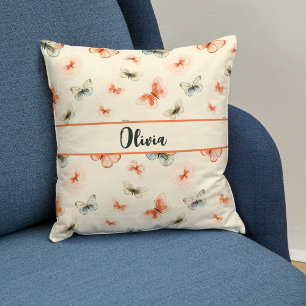 Minimalistisk Boho Akvarell Fjärilar Kudde