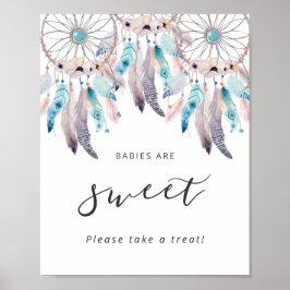 Minimalistisk Boho Baby Shower Spädbarn är ett sva Poster