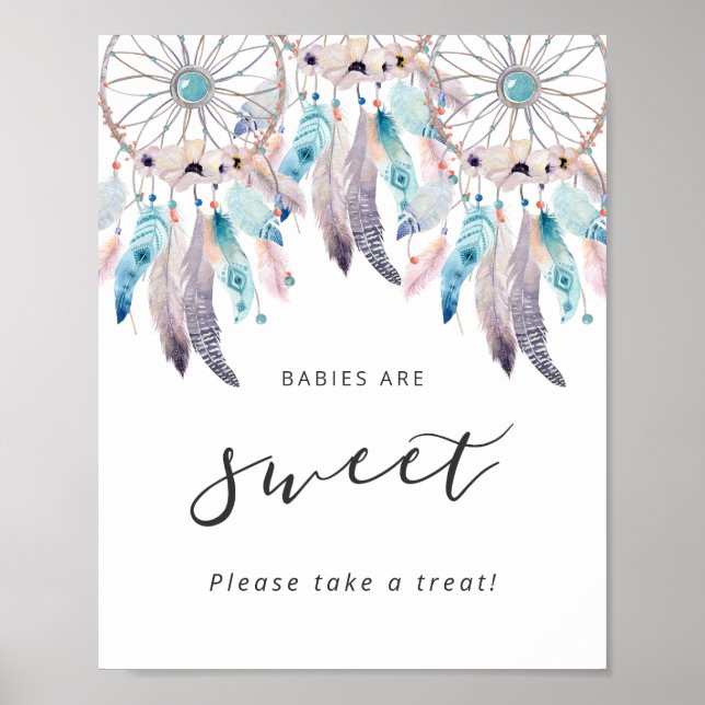 Minimalistisk Boho Baby Shower Spädbarn är ett sva Poster (Framsidan)