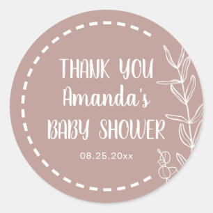 Minimalistisk Boho Baby Shower-Tack Runt Klistermärke