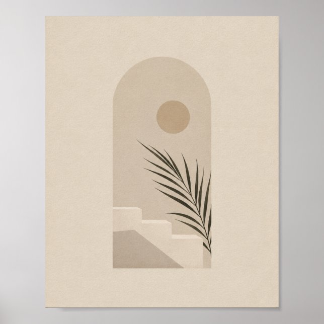 Minimalistisk Boho-båge Palm Sol Affisch (Framsidan)