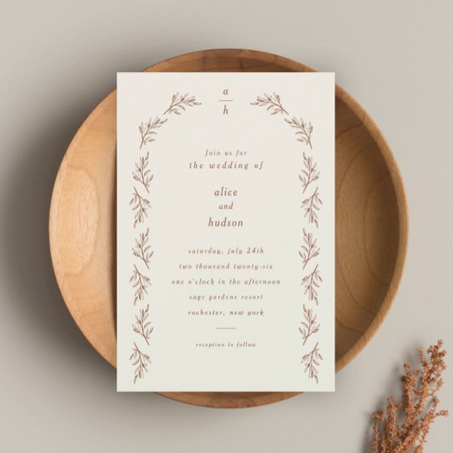 Minimalistisk Boho-båge Terrakotta Bröllop Inbjudningar (Skapare uppladdad)
