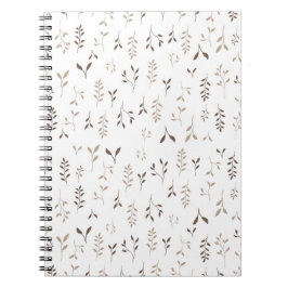 Minimalistisk Boho Beige Brun Botanisk Bladmönster Anteckningsbok