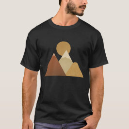 Minimalistisk Boho Berg och Sol Landskap T Shirt
