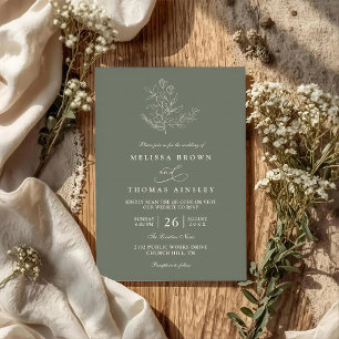 Minimalistisk Boho Blommig Salvia Modern QR-kod Br Inbjudningar