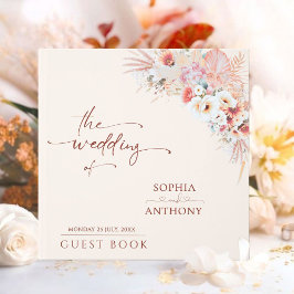 Minimalistisk Boho Blommigt Bröllop Guest Bok
