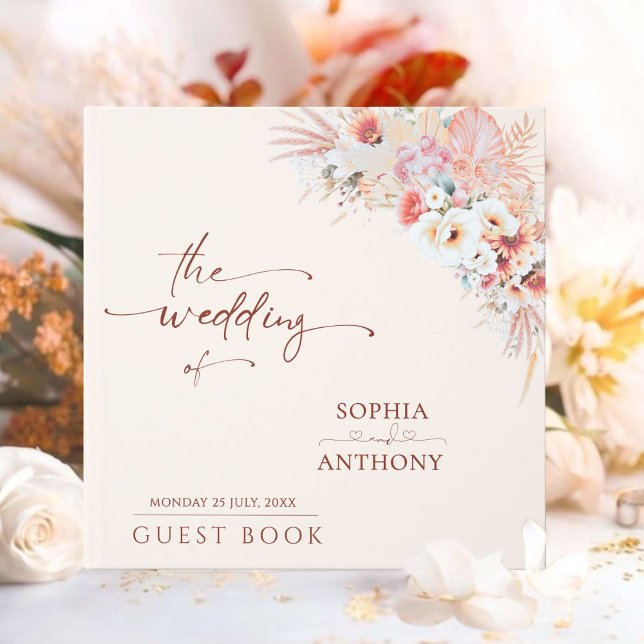 Minimalistisk  Boho Blommigt Bröllop Guest Bok (Skapare uppladdad)