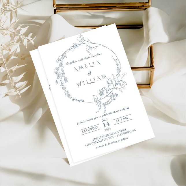 Minimalistisk Boho-Blommigt Wandan Bröllop Inbjudningar (Skapare uppladdad)