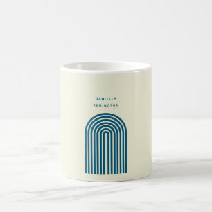 Minimalistisk Boho Blue Rainbow Arch Line Kaffemugg