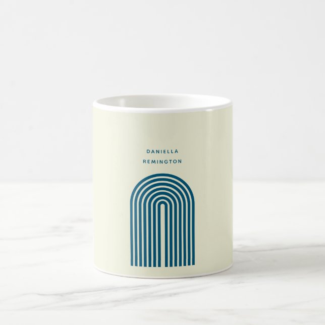 Minimalistisk Boho Blue Rainbow Arch Line Kaffemugg (Center)