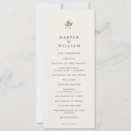 minimalistisk boho bomullskvist bröllopsprogram inbjudningar