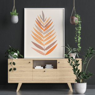 Minimalistisk Boho Botanical Löv Neutralt Earth T Poster