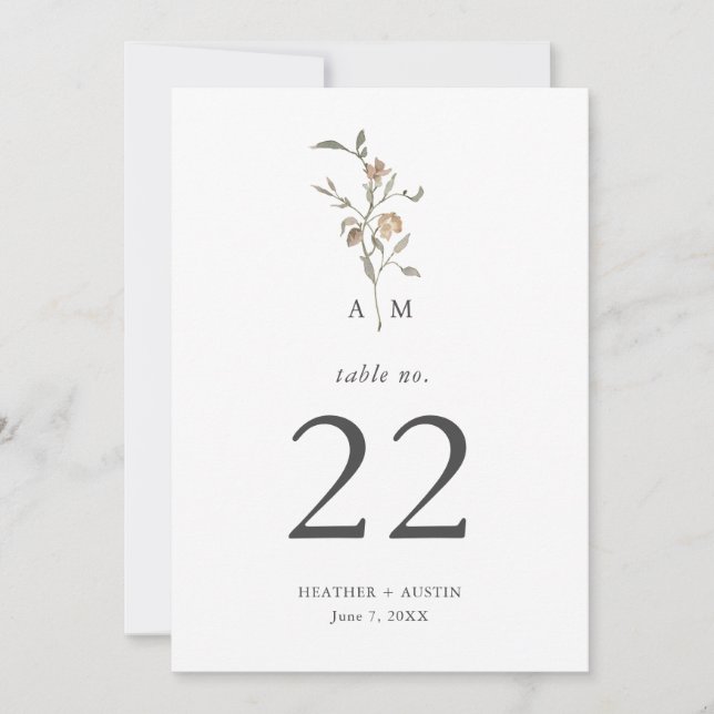 Minimalistisk Boho Botanisk Bordnummer (Framsida)