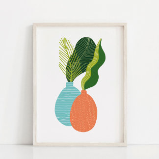Minimalistisk Boho Botanisk Krukväxt Konst Poster