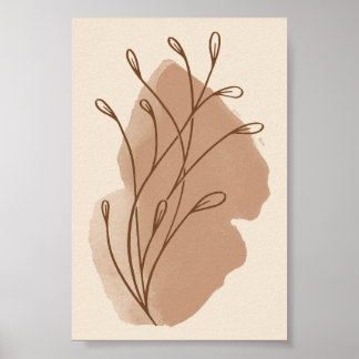 Minimalistisk Boho Botanisk Linjekonst Väggtryck Poster