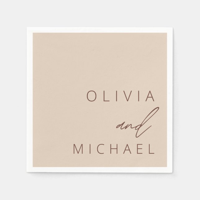 Minimalistisk Boho Bröllop Typography-Elegant Pappersservett (Framsidan)