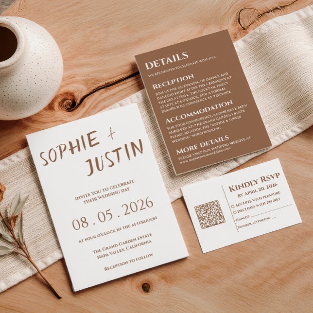 Minimalistisk Boho Bröllopsdetaljer Bilaga Kort (Skapare uppladdad)