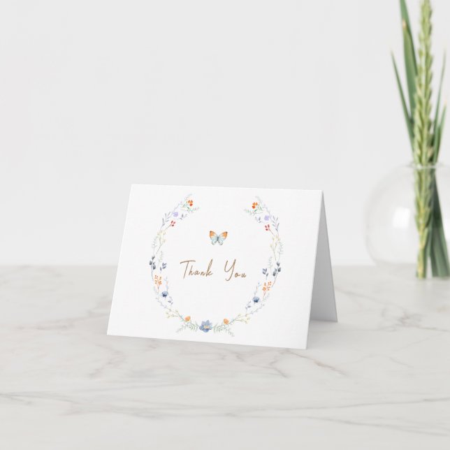 Minimalistisk Boho Butterfly Wildblombabystövel Tack Kort (Framsida)