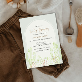 Minimalistisk Boho Cactus Arch Baby Shower för Sag Inbjudningar