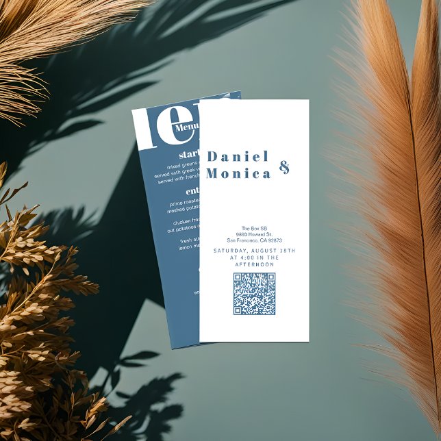 Minimalistisk boho-Chic Pastel Blue Bröllop Menu Meny (Skapare uppladdad)