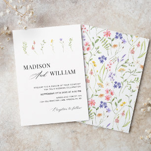 Minimalistisk Boho-Chic WildFlower Garden Wedding Inbjudningar