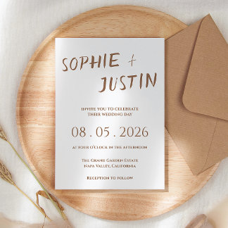 Minimalistisk Boho Elegant Bröllopsskrift Inbjudningar