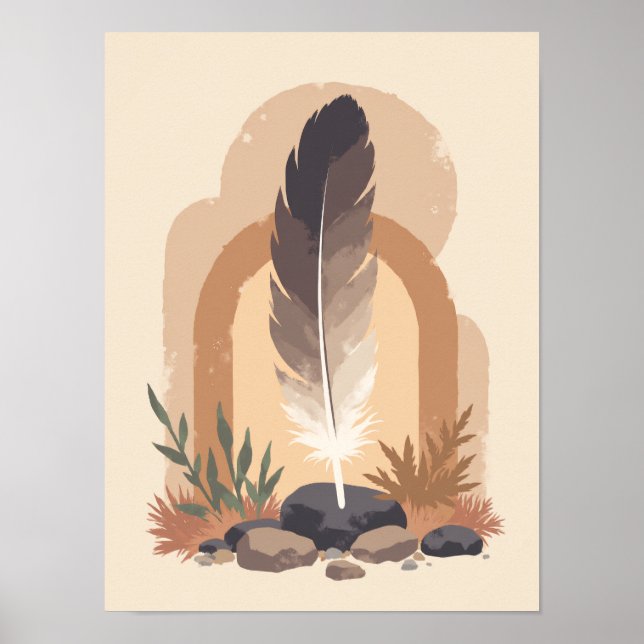 Minimalistisk Boho Feather Abstrakt Modern Wall Ar Poster (Framsidan)