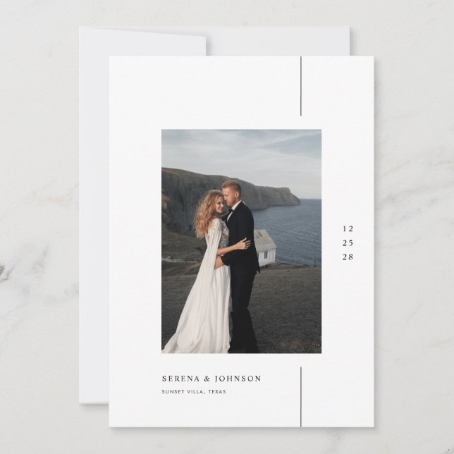 Minimalistisk Boho Foto Bröllop Inbjudningar (Framsida)