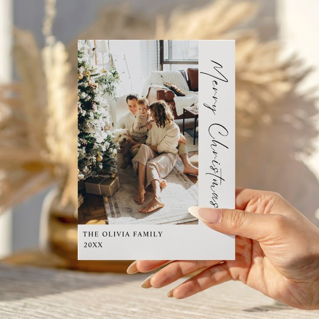 Minimalistisk Boho Foto Julkort (Minimalist Boho Photo Christmas Holiday Card)