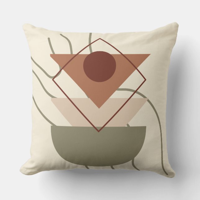 Minimalistisk Boho Geometric Pillow- Beige & Earth Kudde (Framsida)