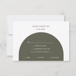 Minimalistisk Boho Grön Båge Måltidsval RSVP-kort OSA Kort