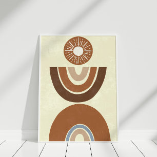 Minimalistisk Boho Jordton Regnbåge Väggkonsttryck Poster