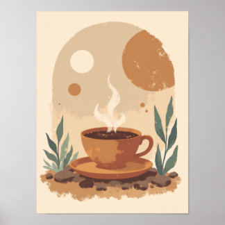 Minimalistisk boho-kaffekvarmur A för Abstrakt Kop Poster