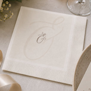 Minimalistisk Boho Kakaobrun Monogram Bröllop Pappersservett