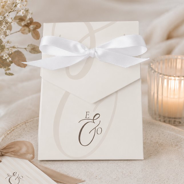 Minimalistisk Boho Kakaobrun Monogram Bröllopsfavo Presentaskar (Minimalist Boho Cocoa Brown Monogram Wedding Favor Boxes)
