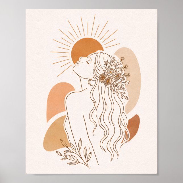 Minimalistisk Boho Kvinna Konstaffisch Poster (Framsidan)